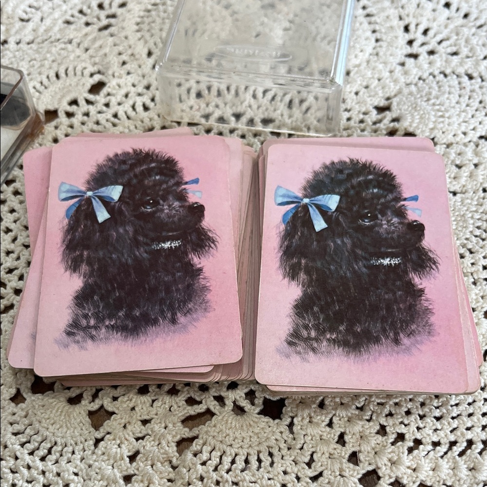 Vintage Whitman Black Poodle Playing Cards with Pink Backs
